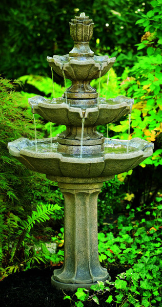 Three Tier Classical Garden Fountain on tall Pedestal